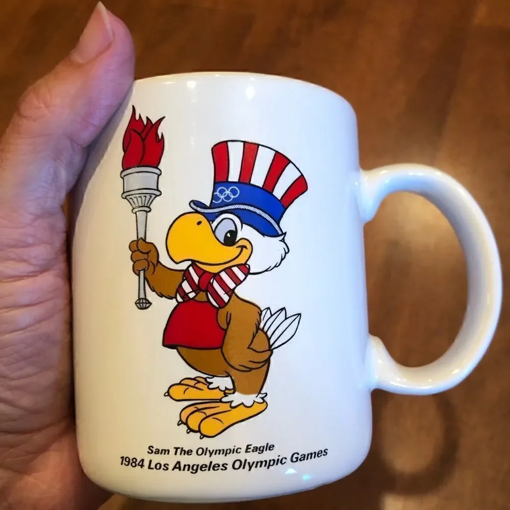 Vintage 1984 Los Angeles Olympic games, Sam, the Olympic eagle mug